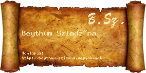 Beythum Szimóna névjegykártya